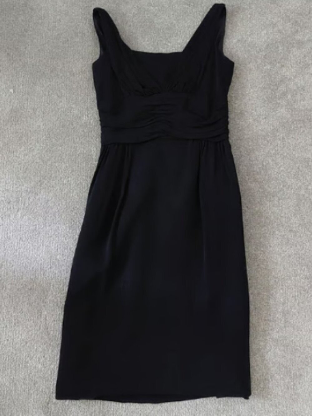 VNTG 50s 60s Black Cocktail Dress Scoop Back Ruched Waist Medium